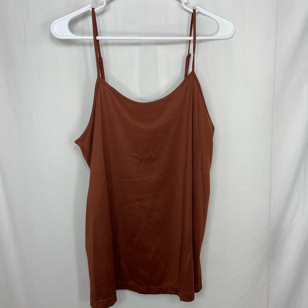 EUC women’s brown soft smooth‎ stretch adjustable strap camisole tank top L/XL